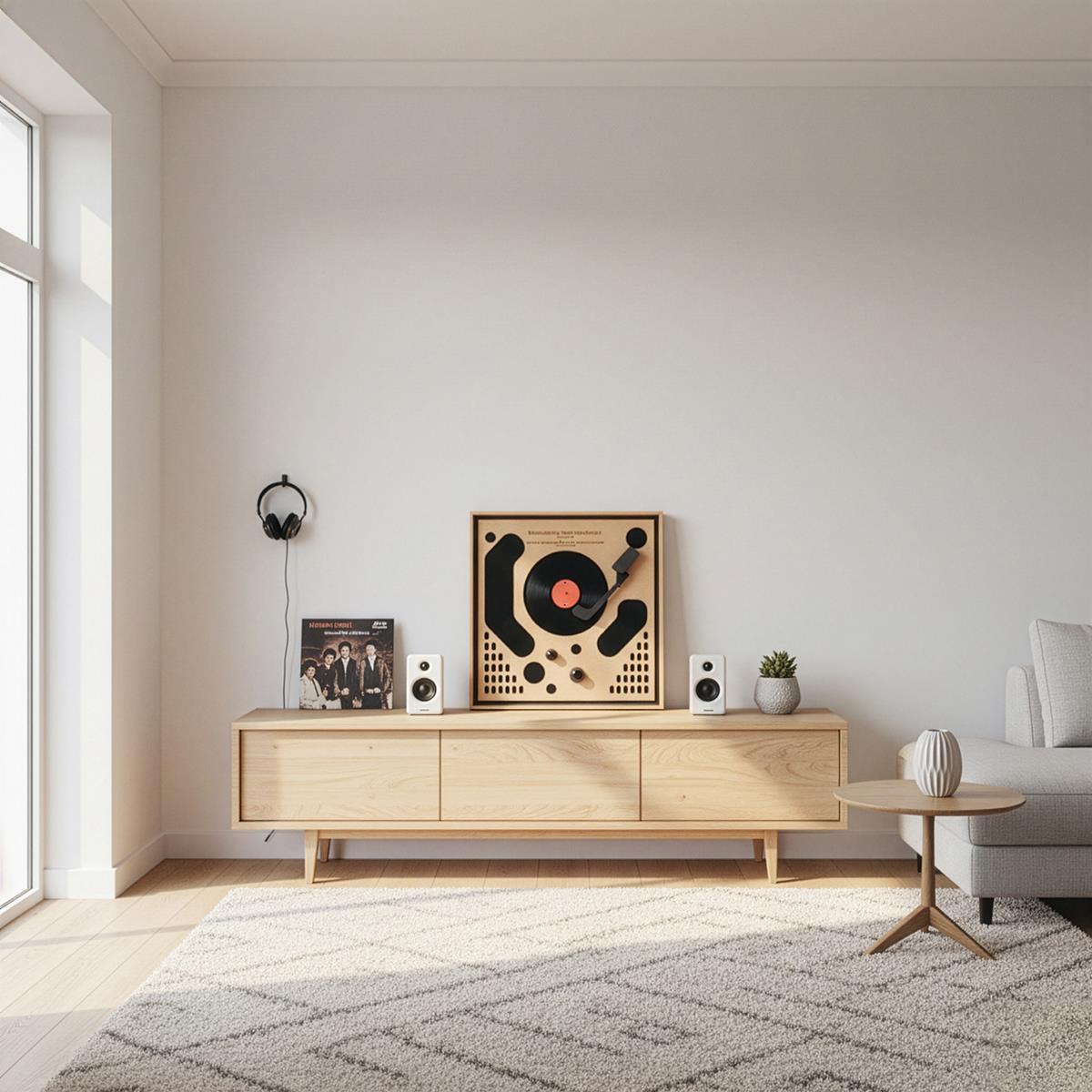 Celestial – Vinil Plak Detaylı Ahşap Duvar Dekoru