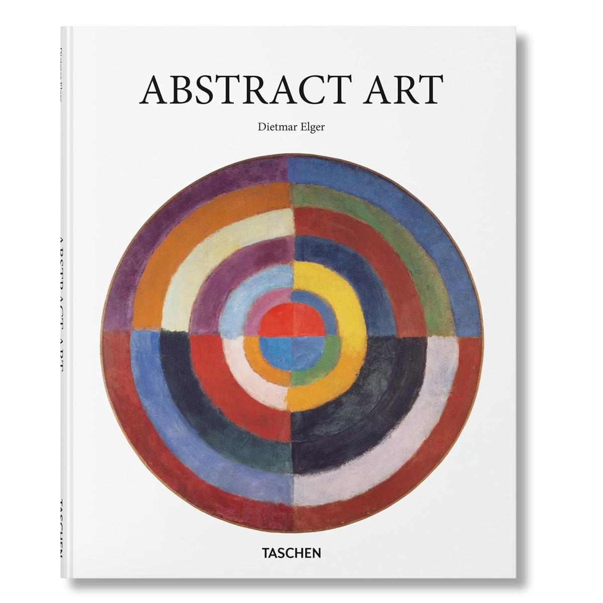 Soyut sanat tarihini anlatan renkli kapaklı Abstract Art dekoratif kitabı