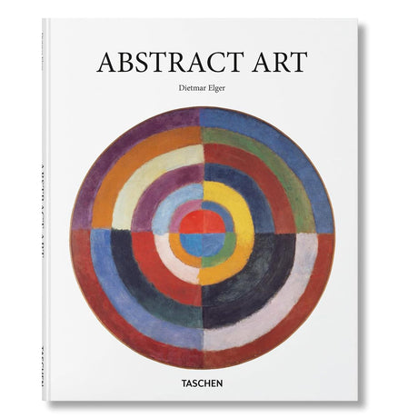 Soyut sanat tarihini anlatan renkli kapaklı Abstract Art dekoratif kitabı
