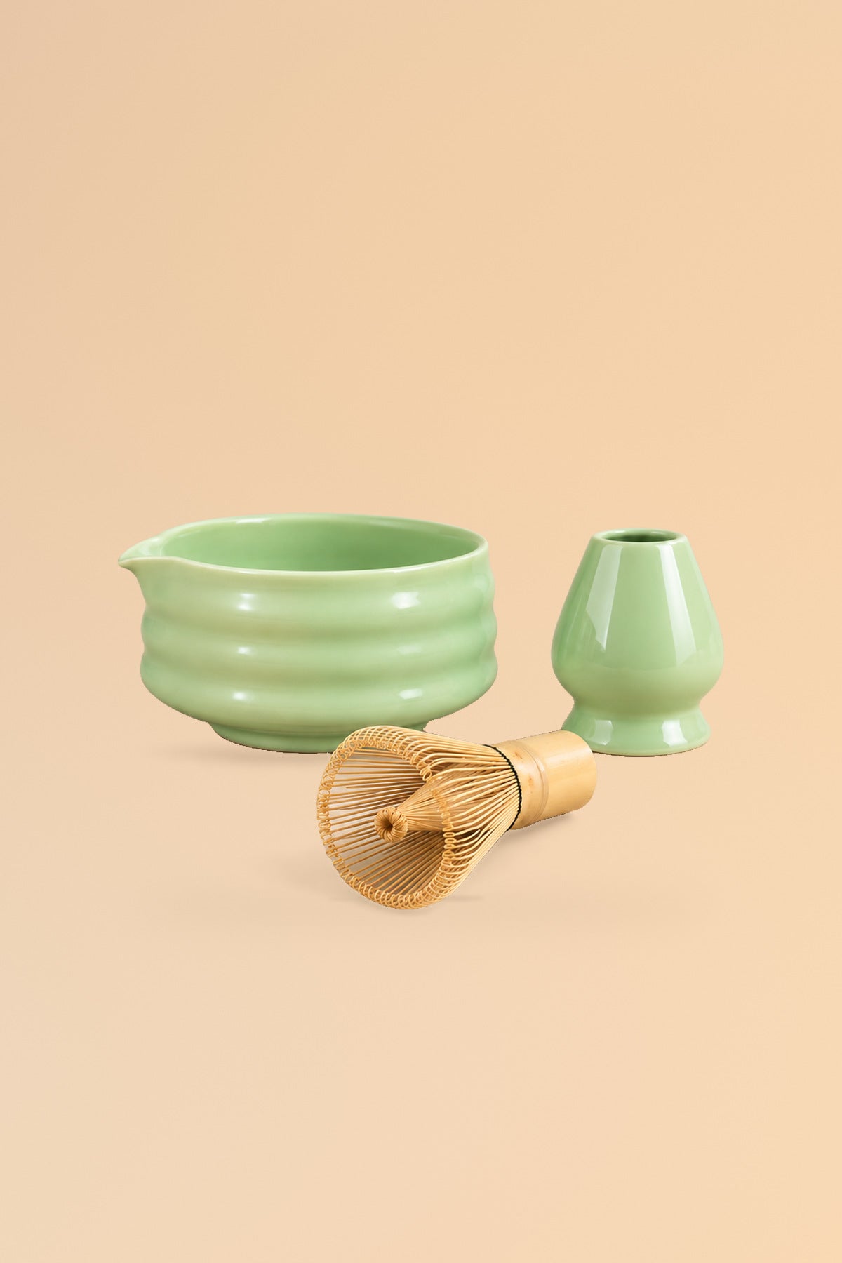 Matcha Hazırlama Seti – 3 Parça, Yeşil Seramik