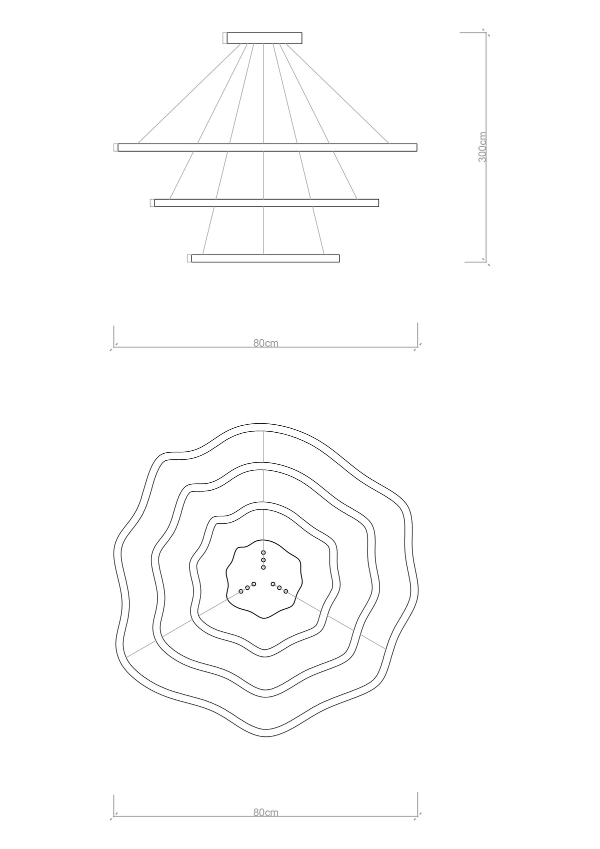 Everest Modern 3lü Dalgalı Avize Ø80cm - 4