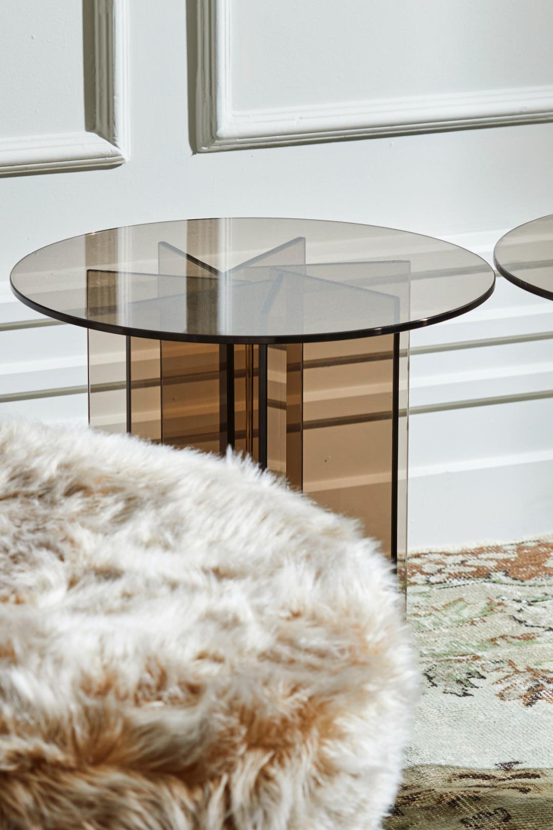 Cubistic Side Glass Coffee Table Set