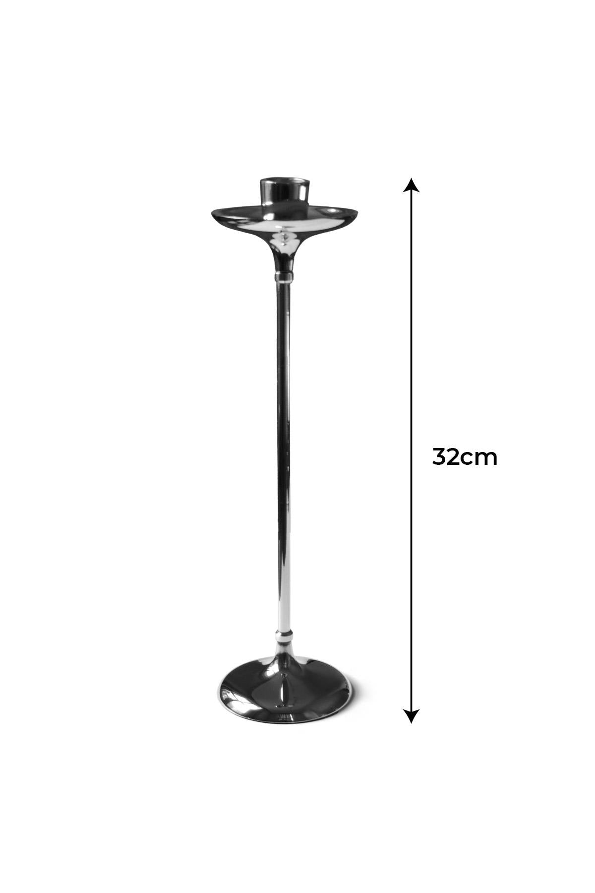 Metal Şamdan Gümüş Rengi 32 cm ikinci görsel - Chappal