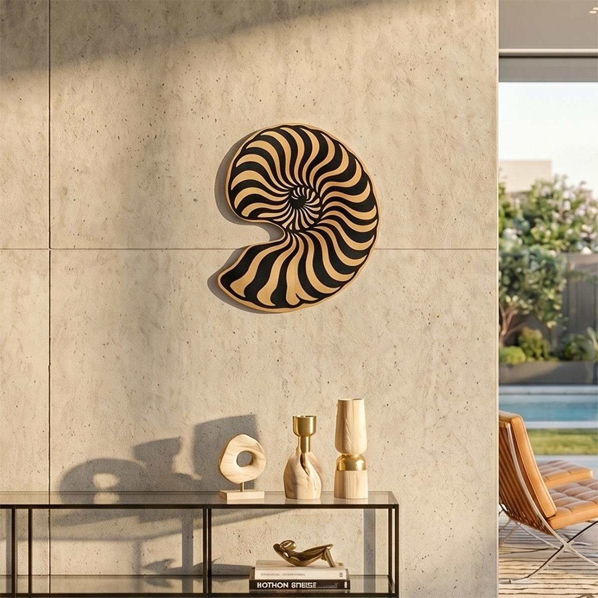 Nautilus – Spiral Formlu Ahşap Tablo