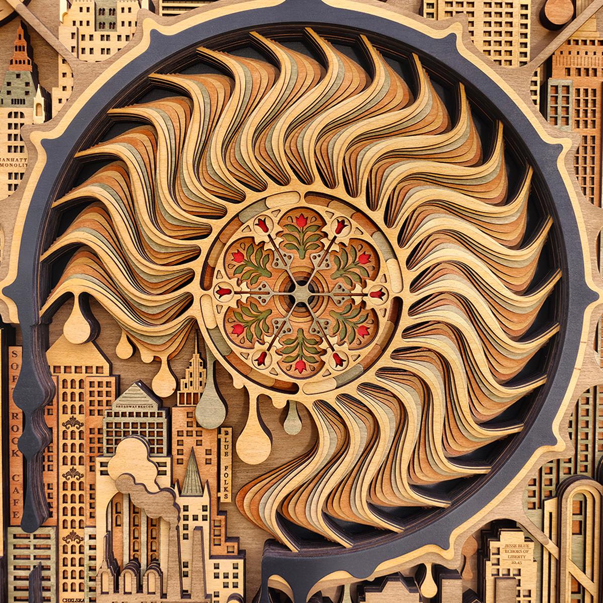 Wormhole – New York Temalı Çok Katmanlı Ahşap Tablo
